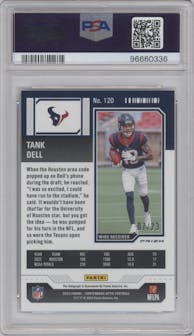 Tank Dell from the 2023 Panini Zenith set featuring a Green parallel graded by PSA and given an overall grade of 9.