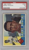 Sandy Koufax from the 1960 Topps set graded by PSA and given an overall grade of 5.