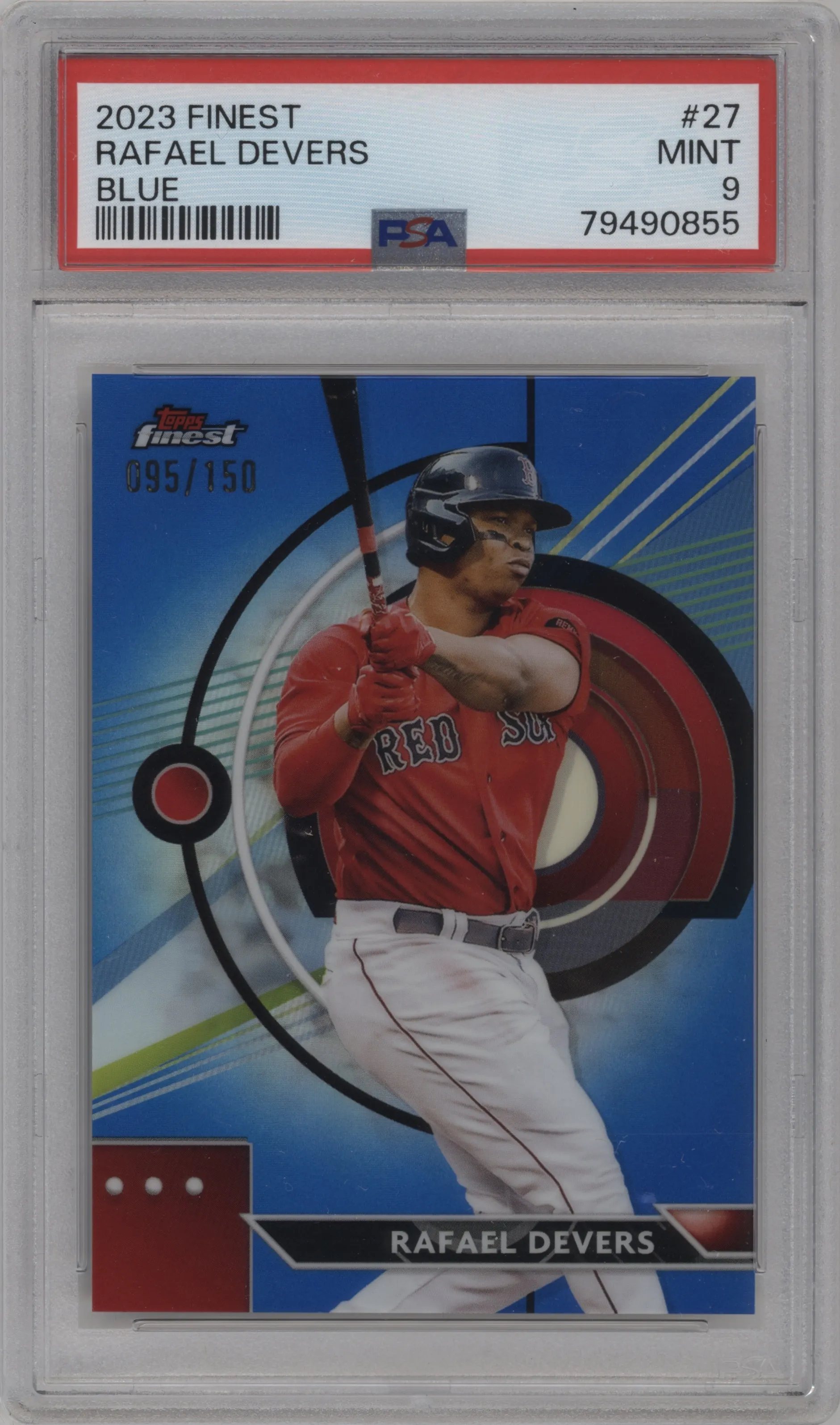 2023 Topps Finest Rafael Devers Blue Refractor #27 PSA 9