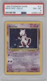 Mewtwo from the 1999 Pokemon set graded by PSA and given an overall grade of 8.