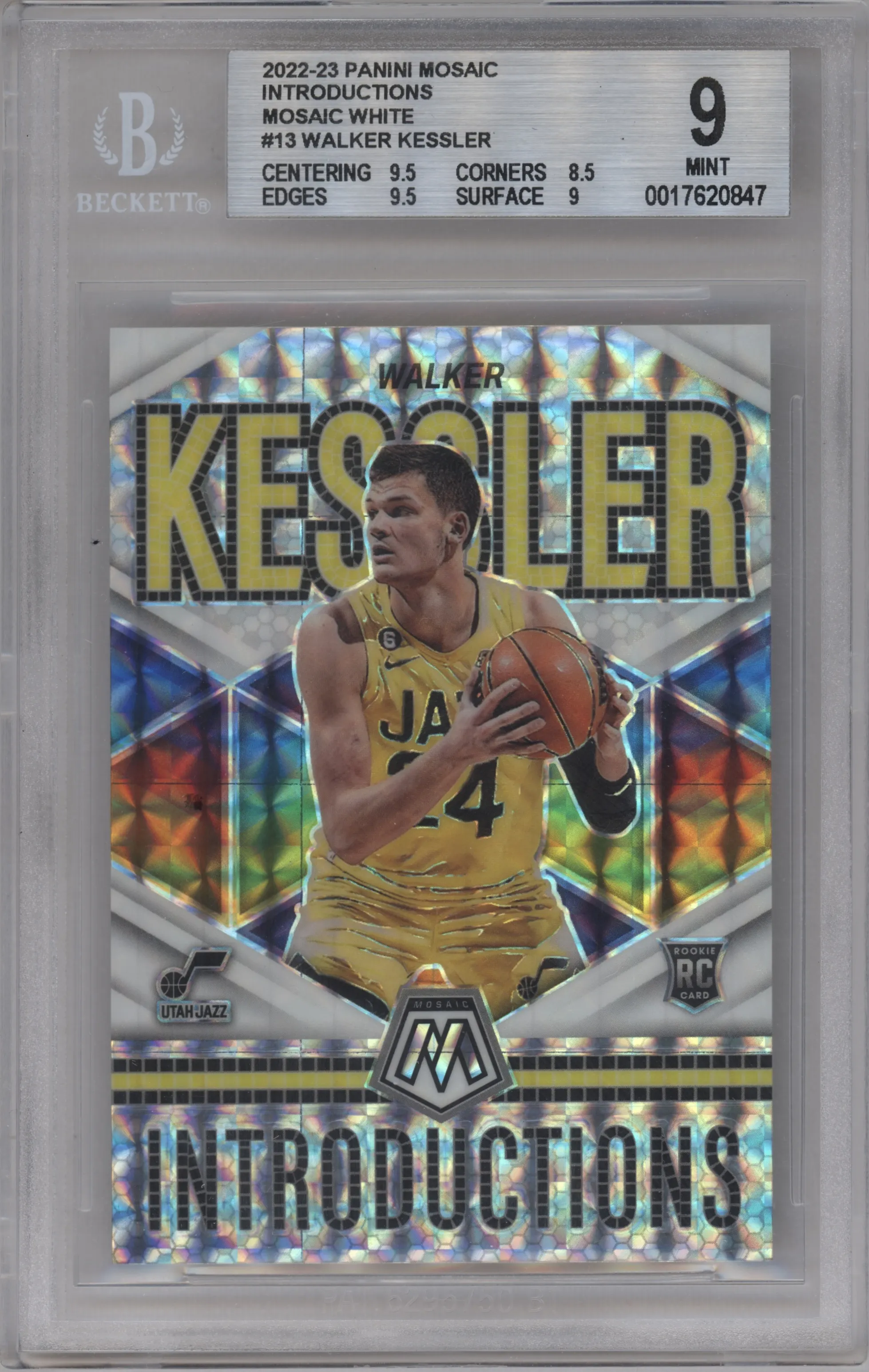 2022 Panini Mosaic Introductions Walker Kessler White Mosaic BGS 9
