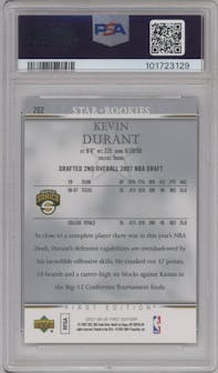 Kevin Durant from the 2007-08 Upper Deck First Edition set graded by PSA and given an overall grade of 10.
