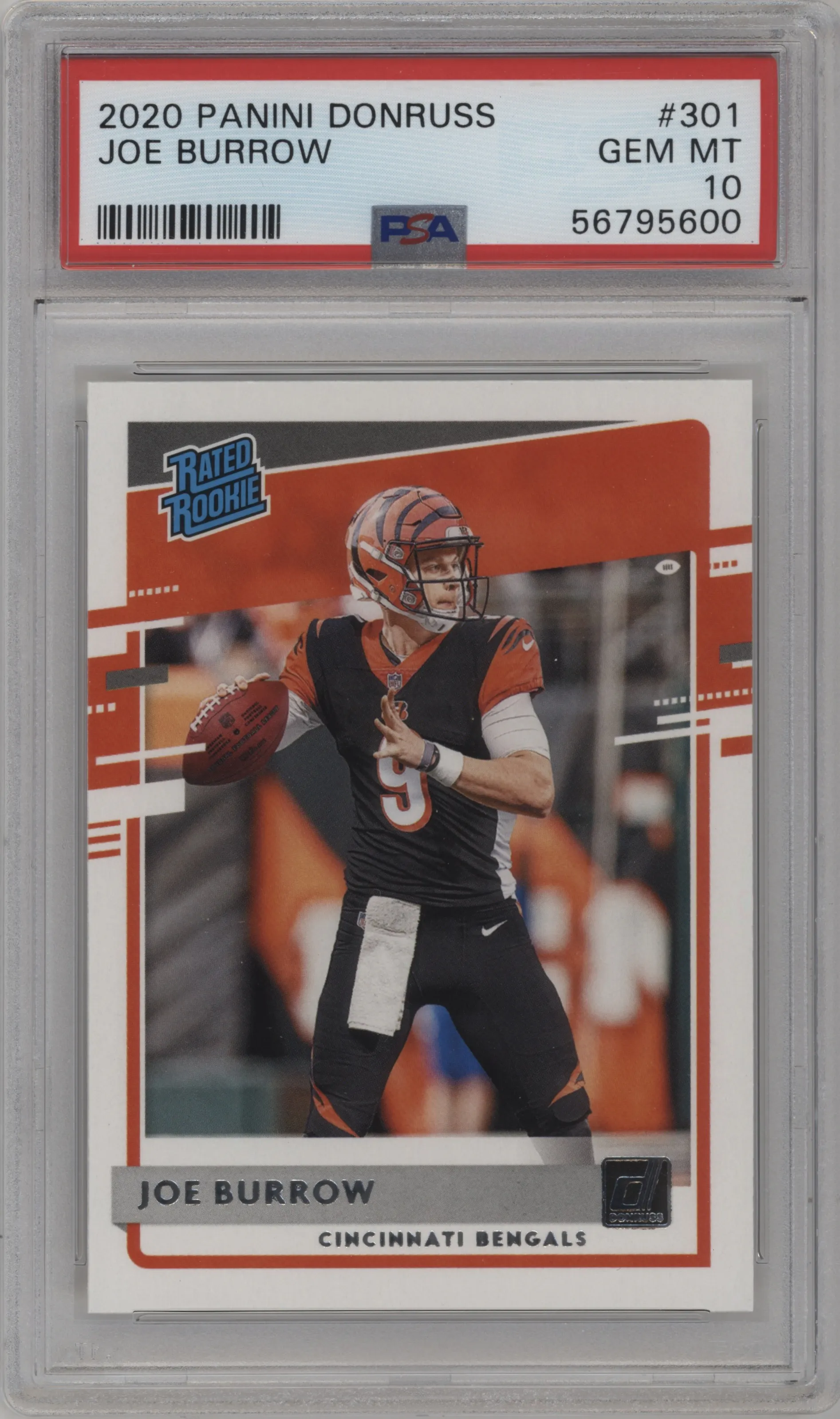 2020 Panini Donruss Rated Rookie Joe Burrow PSA 10