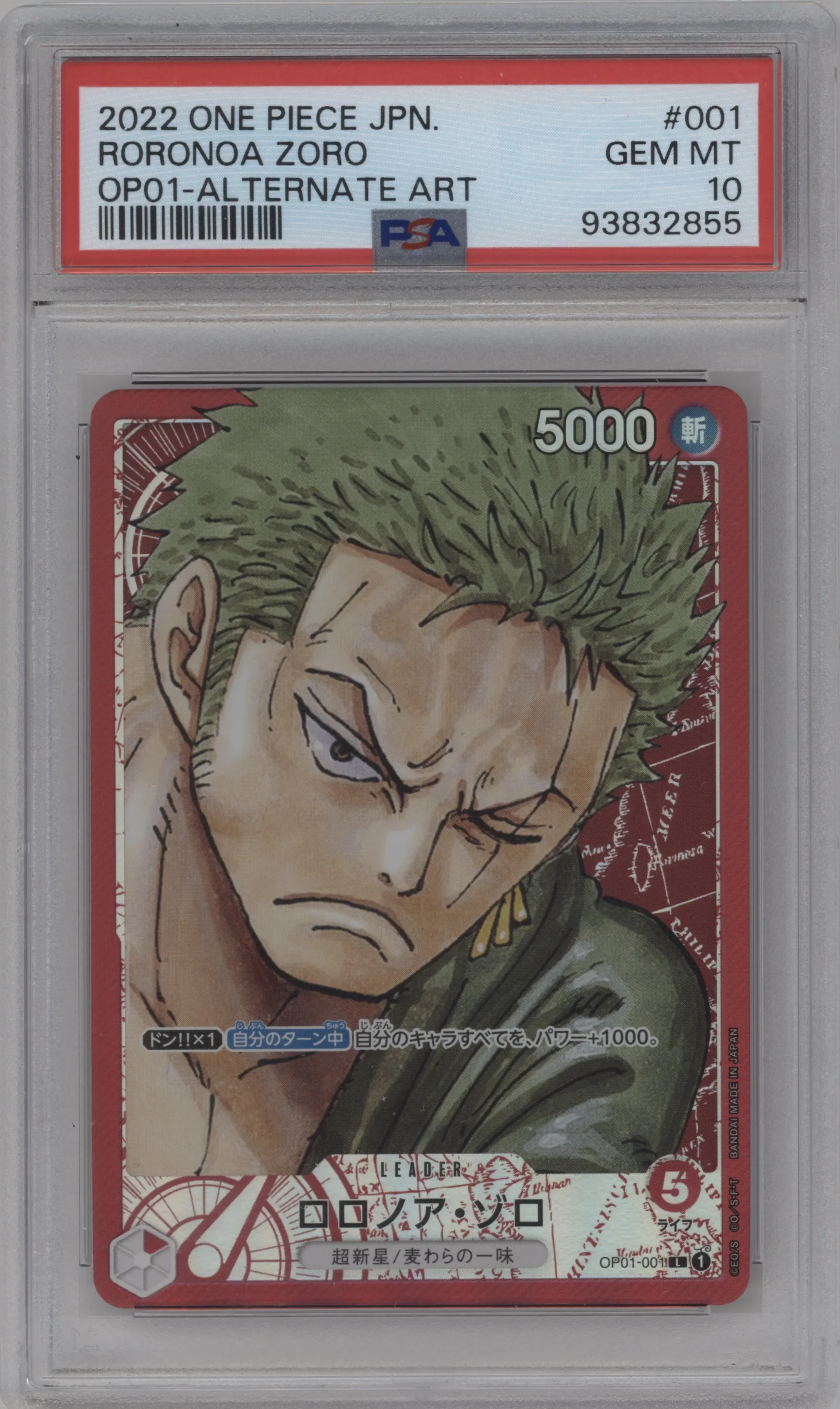 2022 One Piece JPN Romance Dawn Roronoa Zoro Alternate Art PSA 10