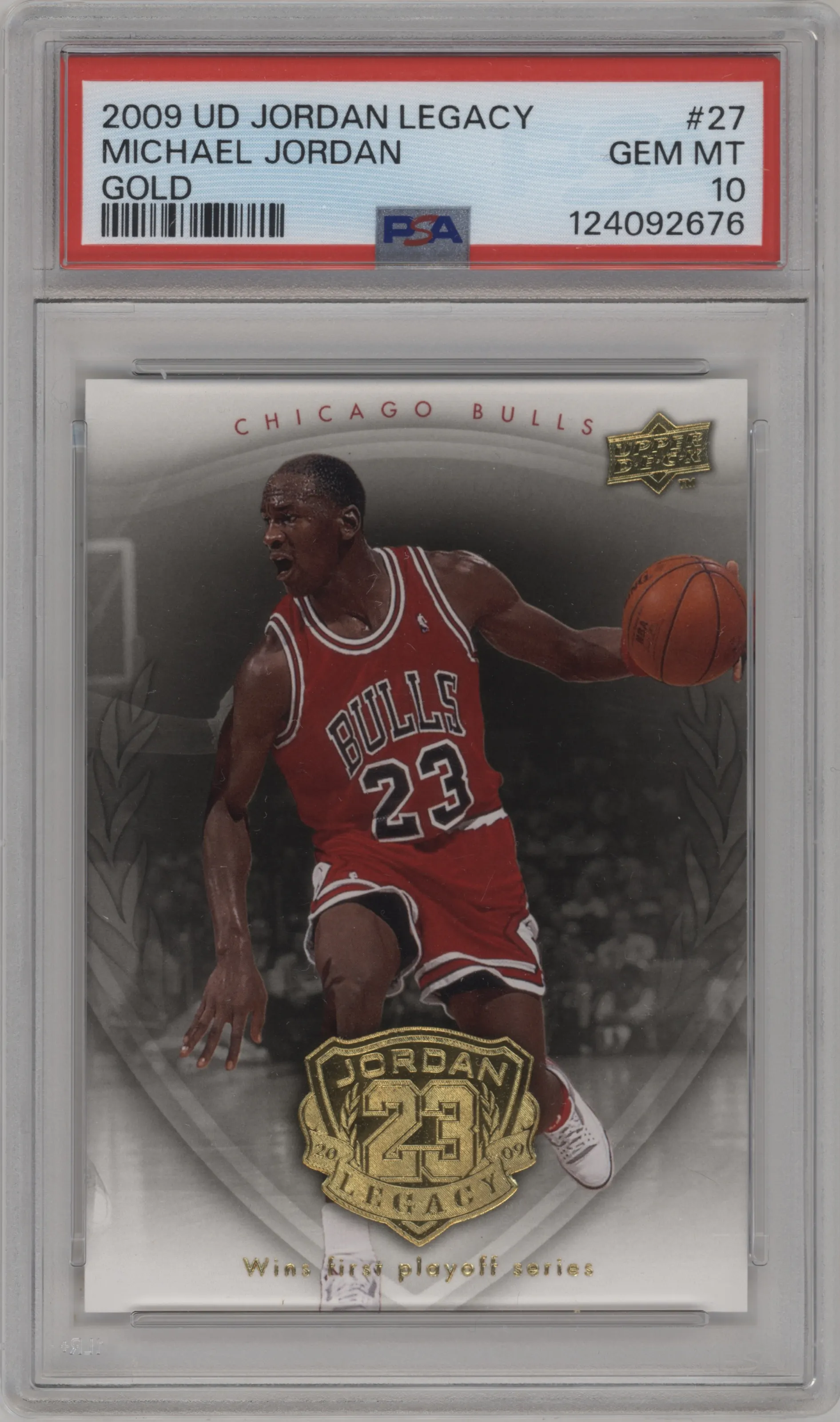 2009 Upper Deck Michael Jordan Legacy Collection Hall of Fame Edition Michael Jordan Gold #27 PSA 10