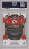 Patrick Mahomes II from the 2023 Panini Select set featuring a Die-Cut Silver  parallel graded by PSA and given an overall grade of 9.