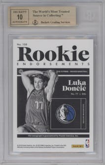 Luka Doncic from the 2018-19 Panini Encased set graded by Beckett and given an overall grade of 9.5.