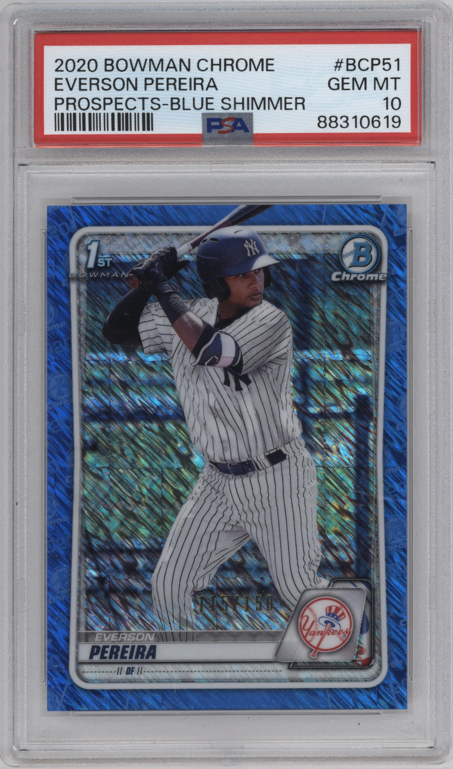 2020 Bowman Chr.Pros. Everson Pereira Blue Shimmer Ref. PSA 10