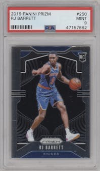 RJ Barrett from the 2019-20 Panini Prizm set graded by PSA and given an overall grade of 9.