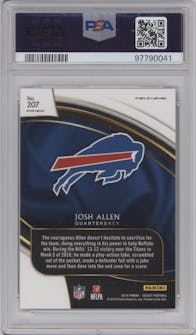 Josh Allen from the 2018 Panini Select set featuring a Silver Prizm parallel graded by PSA and given an overall grade of 10.