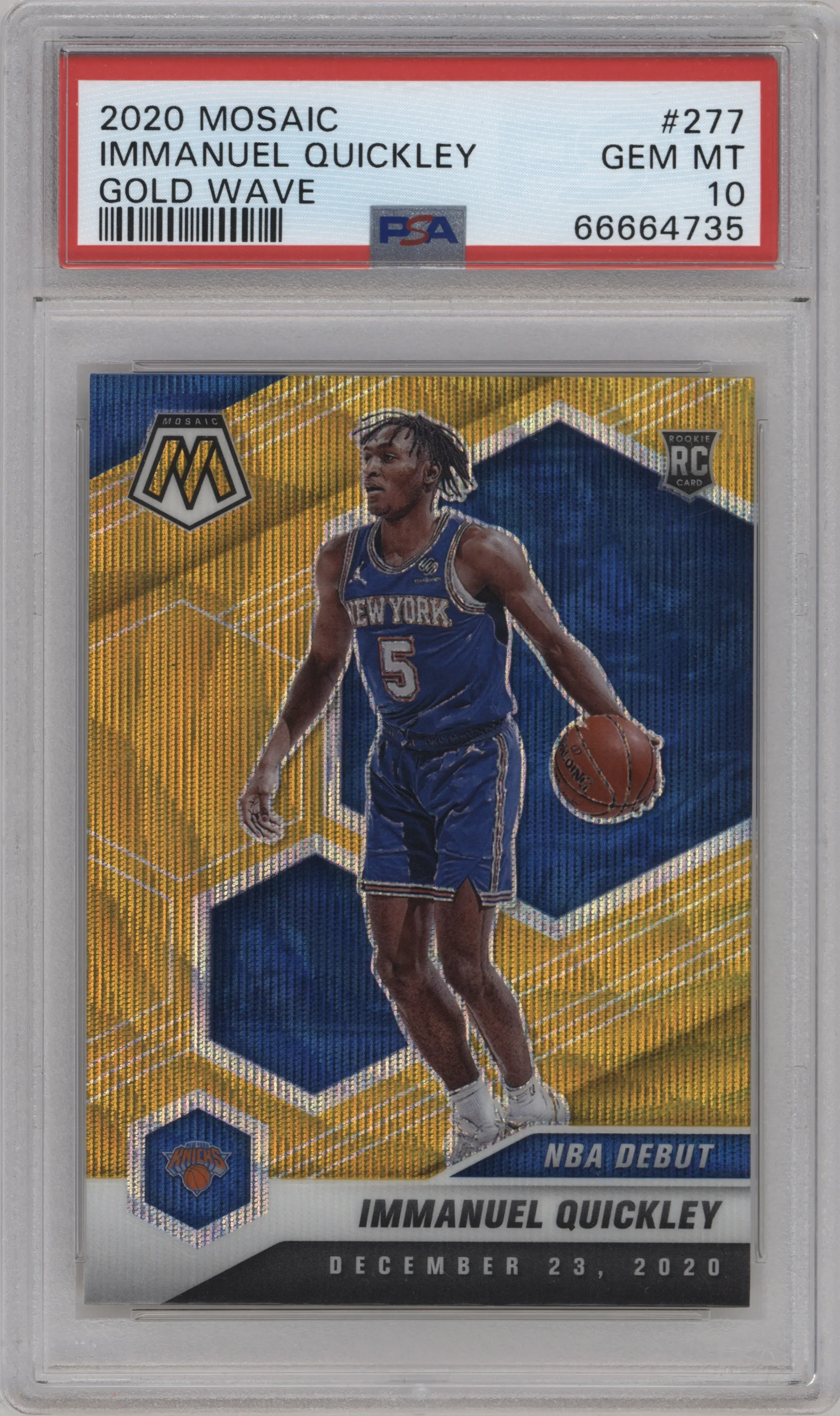 2020 Panini Mosaic Immanuel Quickley Gold Wave #277 PSA 10