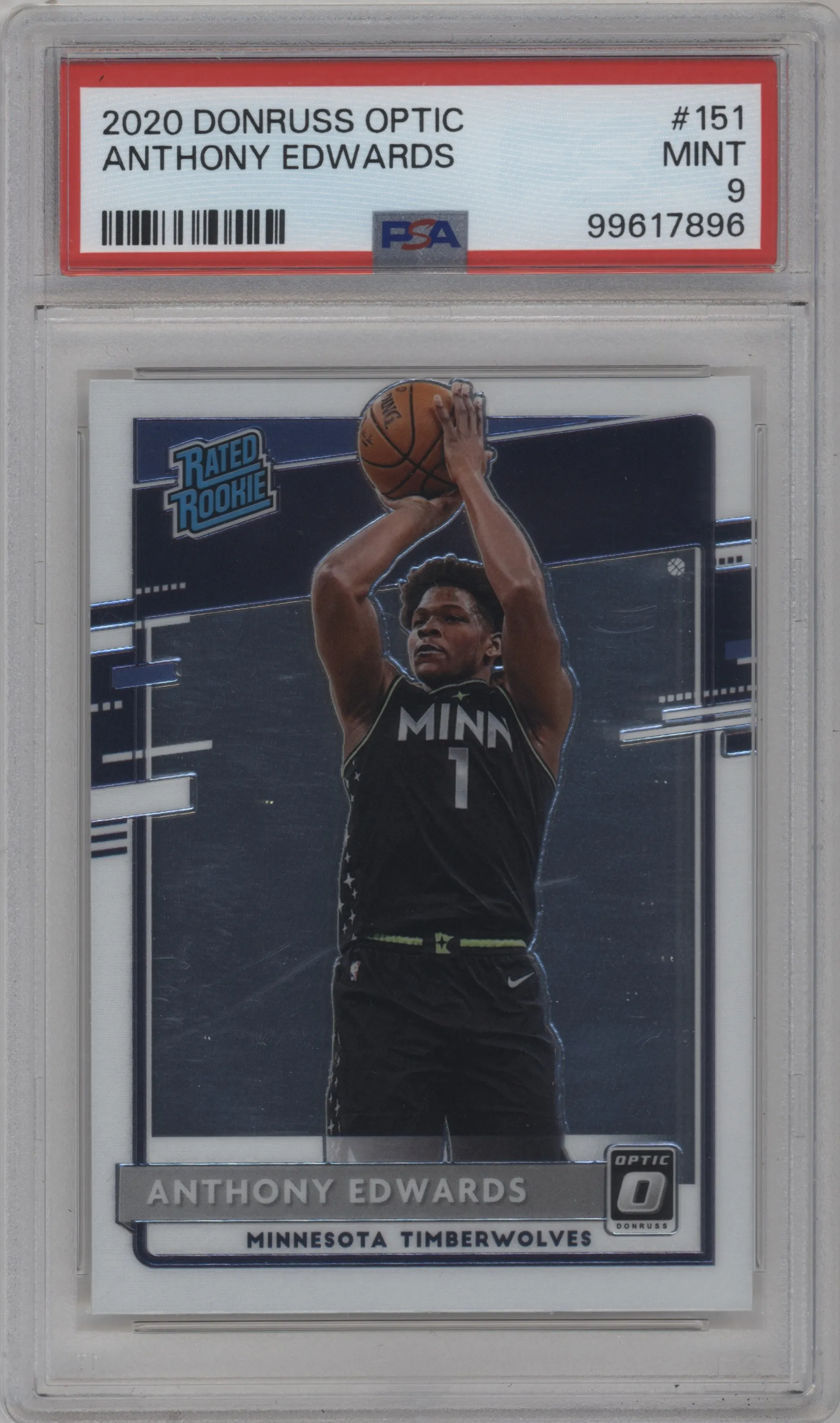 2020 Panini Donruss Optic Rated Rookie Anthony Edwards PSA 9