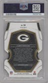 Aaron Rodgers from the 2022 Panini Select set featuring a Die-Cut Zebra parallel graded by PSA and given an overall grade of 10.