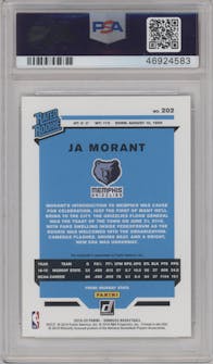 Ja Morant from the 2019-20 Panini Donruss set graded by PSA and given an overall grade of 9.
