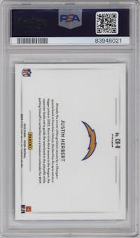 Justin Herbert from the 2022 Panini Prizm set graded by PSA and given an overall grade of 10.