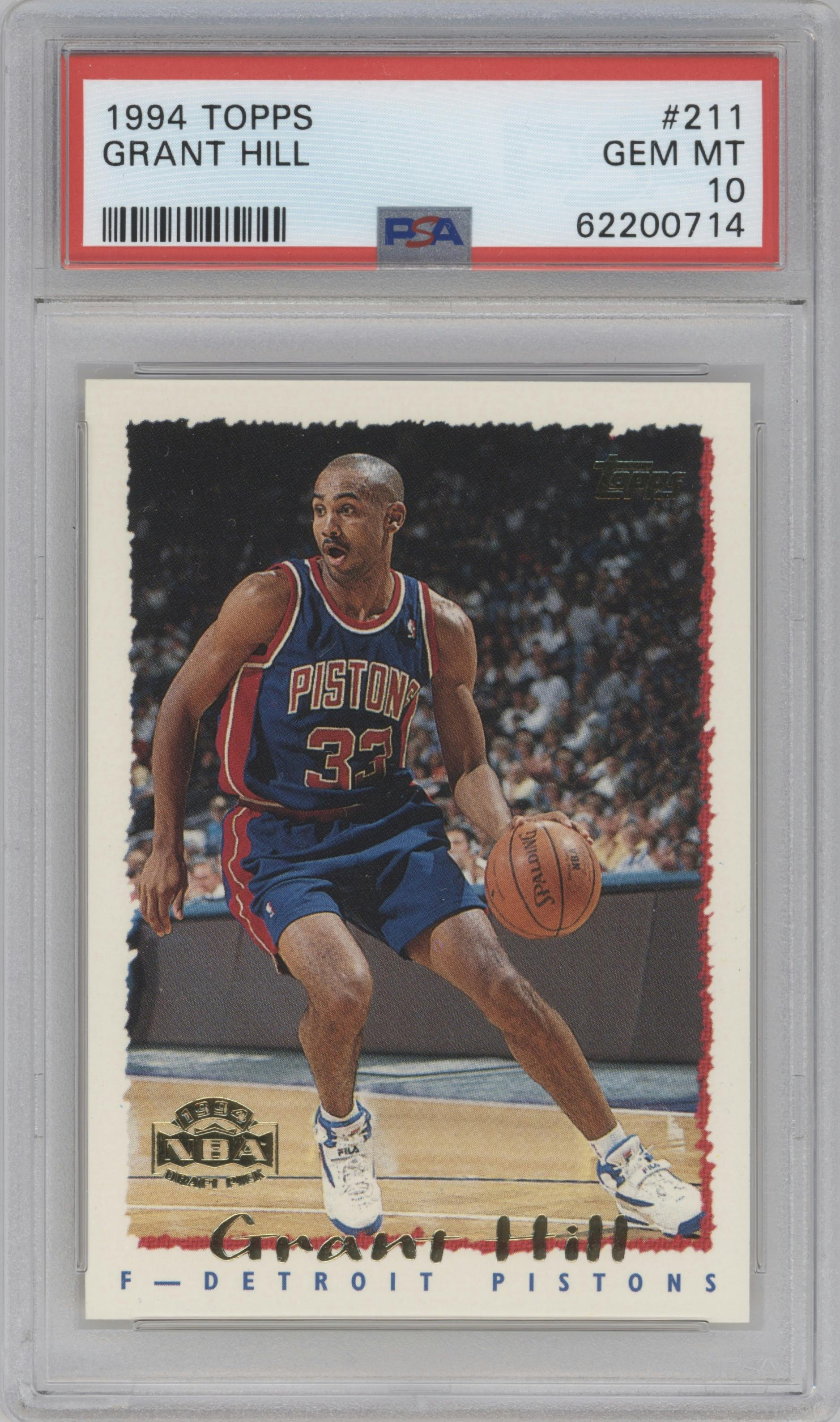 Grant Hill from the 1994-95 Topps set graded by PSA and given an overall grade of 10.