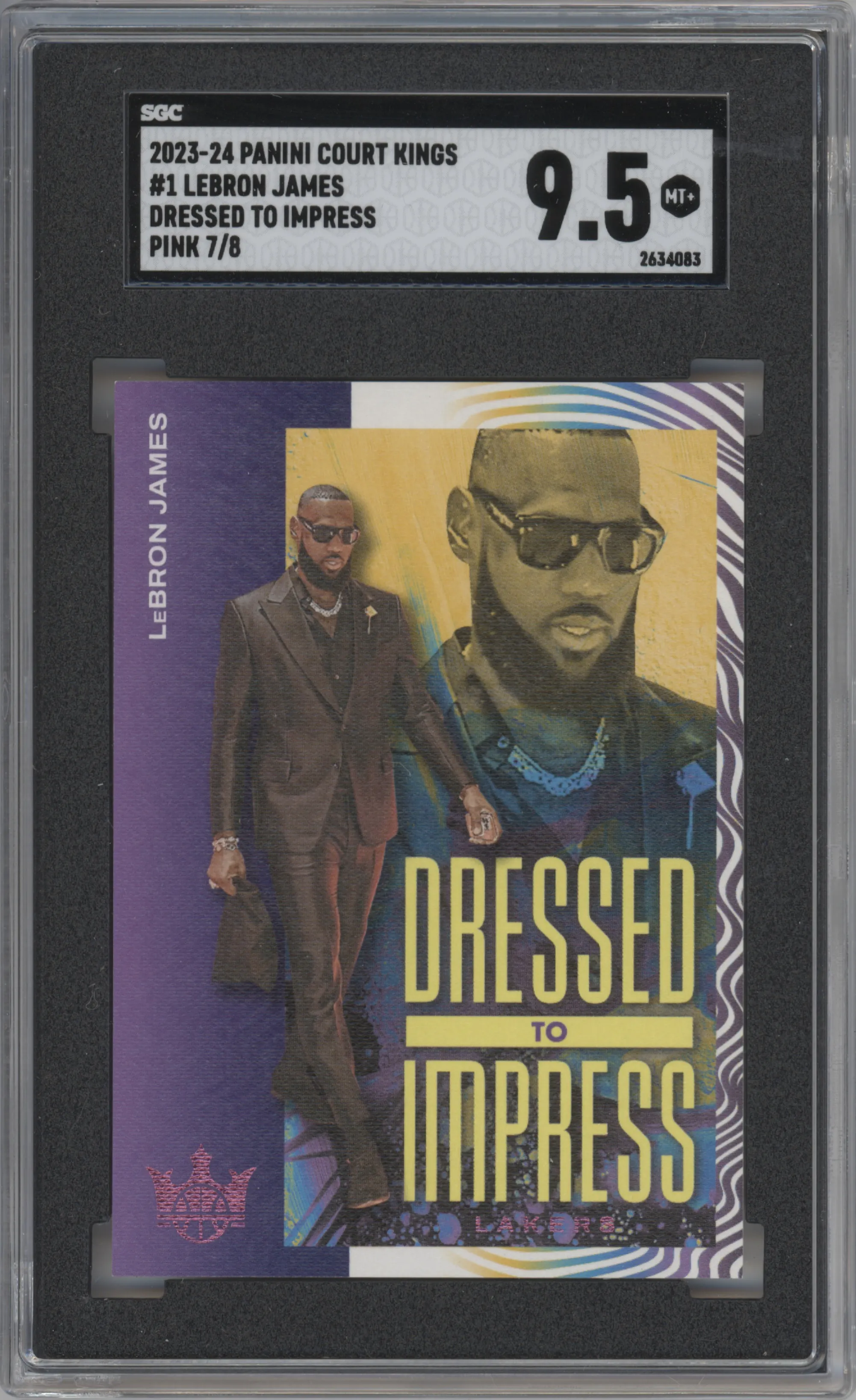 2023 Panini Court Kings Dressed to Impress LeBron James Pink #1 SGC 9.5