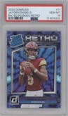 Jayden Daniels from the 2024 Donruss set graded by PSA and given an overall grade of 10.