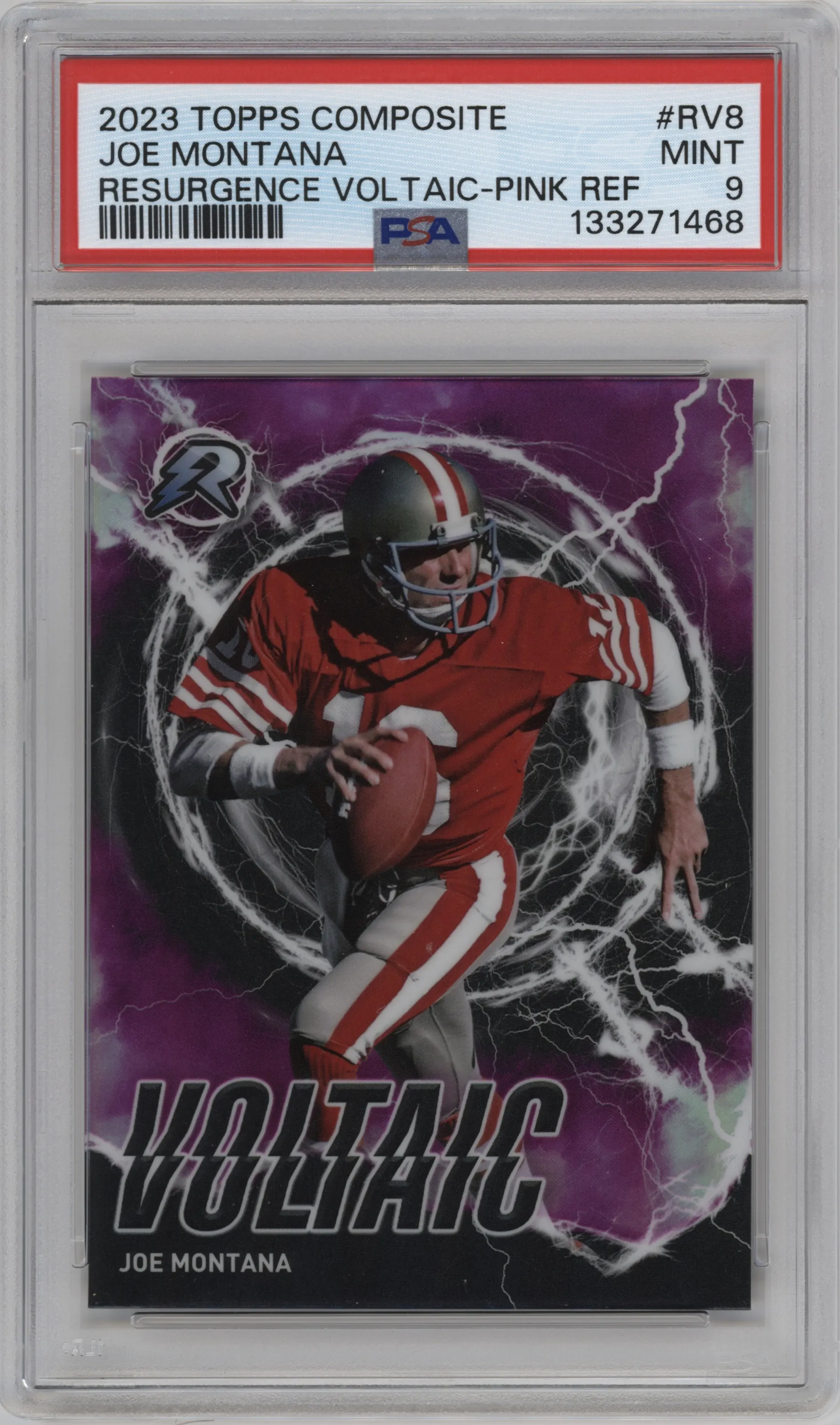 2023 Topps Composite Resurgence Voltaic Joe Montana Pink Refractor #RV-8 PSA 9