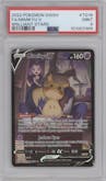 Mimikyu V from the 2022 Pokemon SWSH set graded by PSA and given an overall grade of 9.