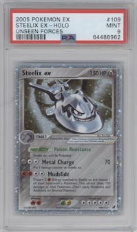 Steelix ex from the 2005 Pokemon EX set graded by PSA and given an overall grade of 9.