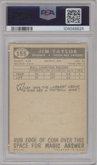 Jim Taylor from the 1959 Topps set graded by PSA and given an overall grade of 4.