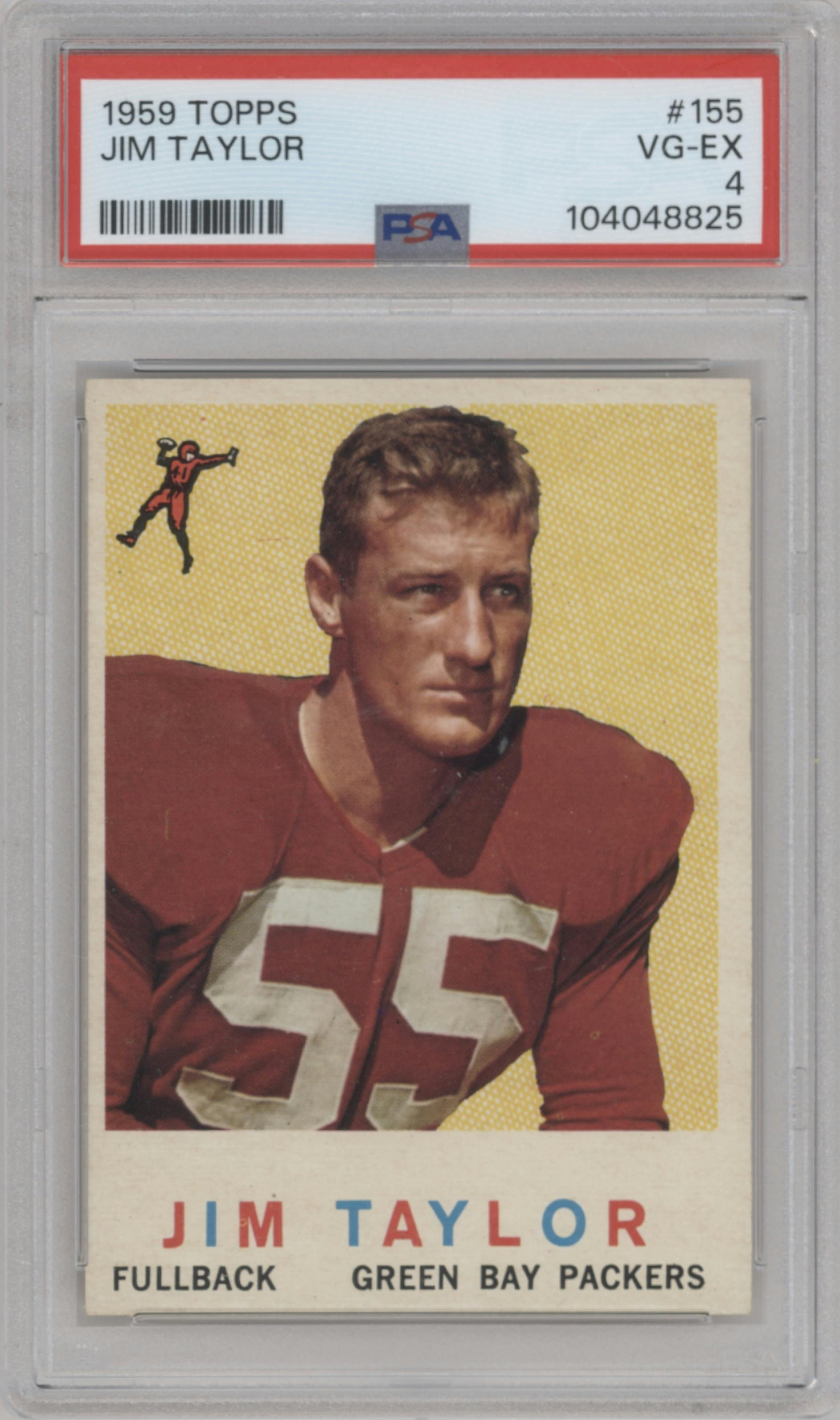 Jim Taylor from the 1959 Topps set graded by PSA and given an overall grade of 4.
