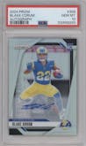 Blake Corum from the 2024 Panini Prizm set graded by PSA and given an overall grade of 10.