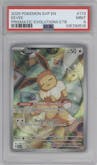 Eevee from the 2025 Pokemon SV set featuring a Prismatic Evolutions Elite Trainer Box parallel graded by PSA and given an overall grade of 9.