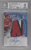 Mike Trout from the 2017 Topps Inception set featuring a Blue parallel graded by Beckett and given an overall grade of 9.