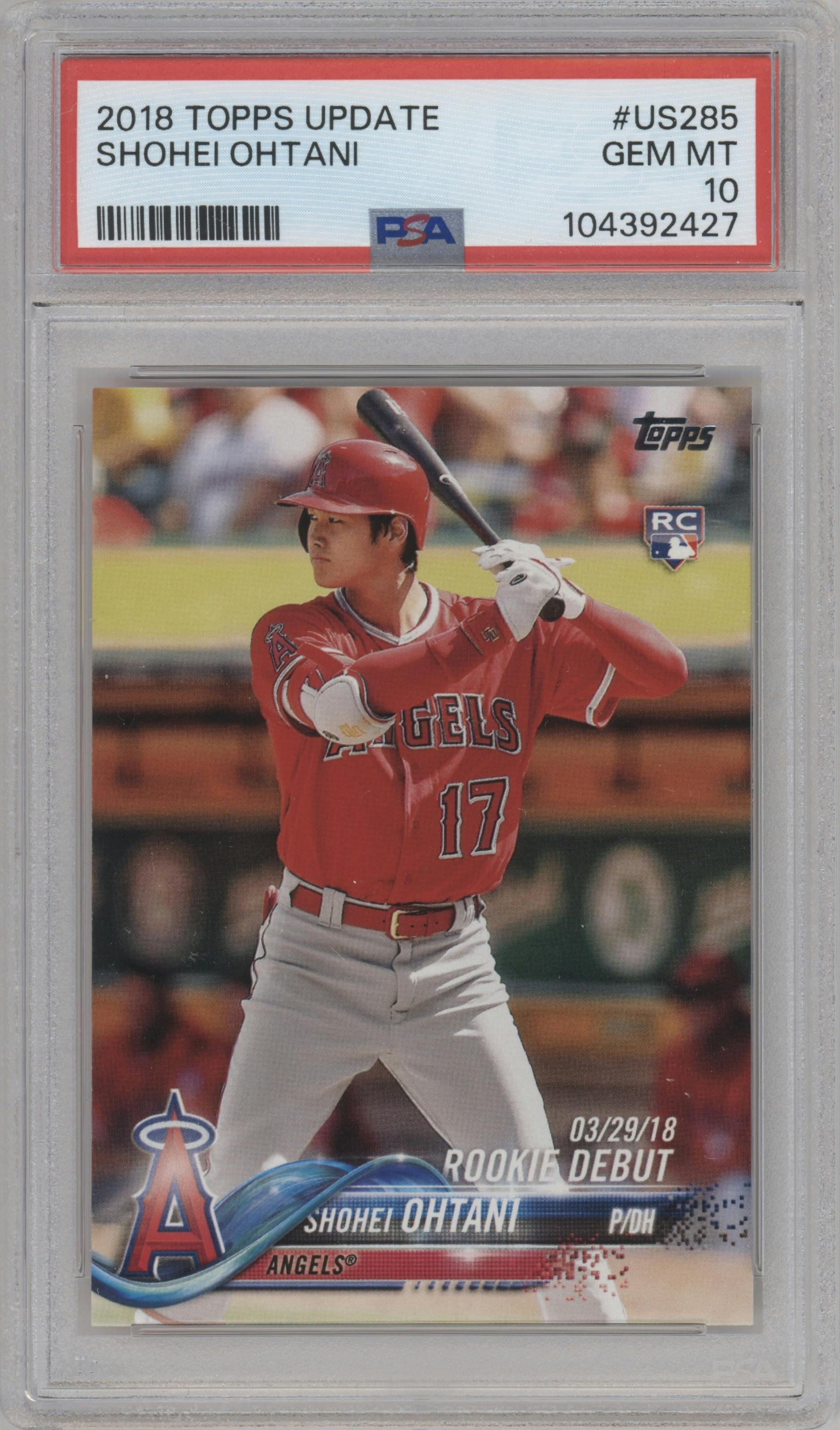 Shohei Ohtani from the 2018 Topps Update set graded by PSA and given an overall grade of 10.