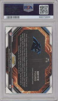 Bryce Young from the 2023 Panini Prizm set featuring a Green Prizm parallel graded by PSA and given an overall grade of 10.