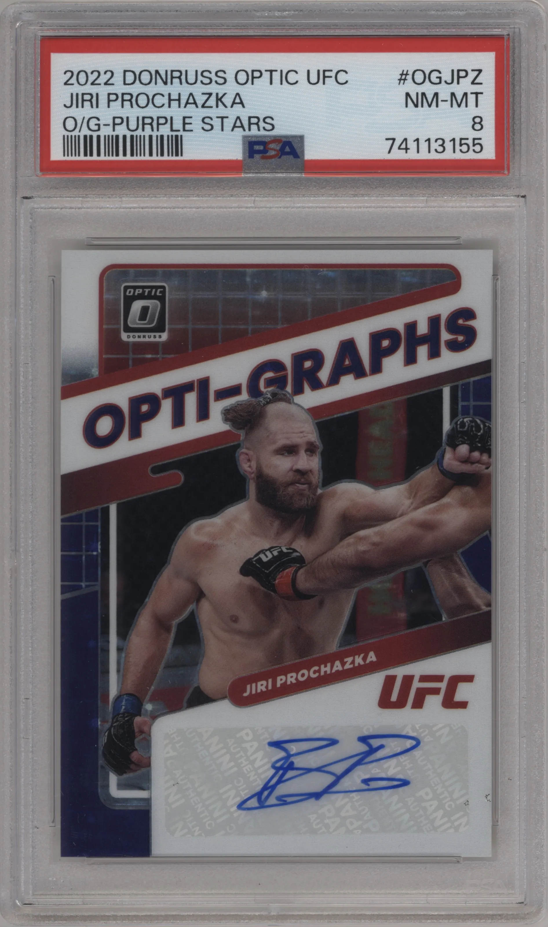 2022 Donruss Optic UFC Opti-Graphs Jiri Prochazka Purple Stars FOTL #OG-JPZ PSA 8
