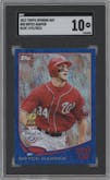 Bryce Harper from the 2013 Topps Opening Day set featuring a Blue Opening Day Edition parallel graded by SGC and given an overall grade of 10.