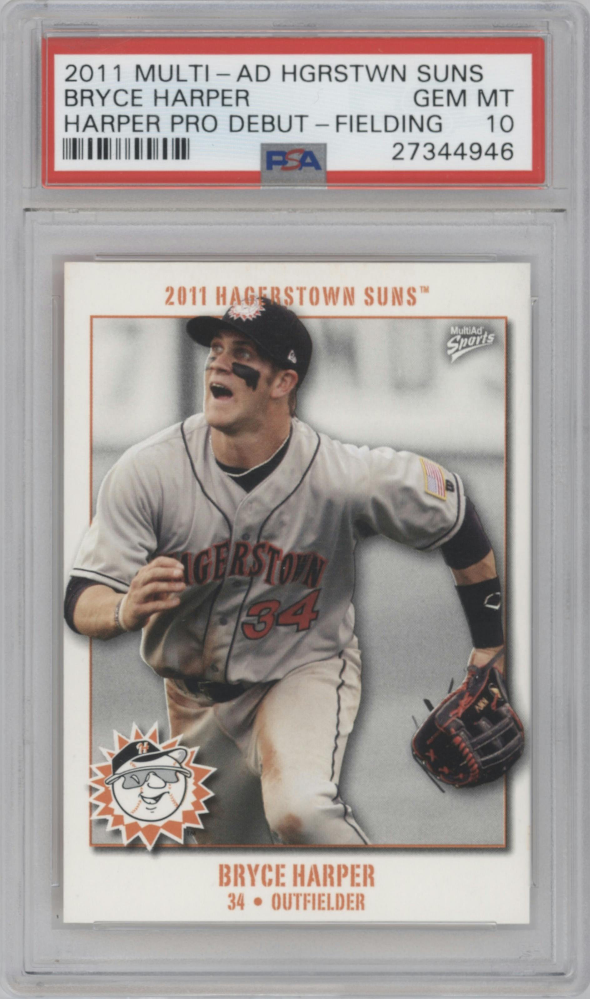 Bryce Harper from the 2011 MultiAd Hagerstown Suns Bryce Harper set graded by PSA and given an overall grade of 10.