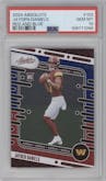 Jayden Daniels from the 2024 Panini Absolute set featuring a Red/Blue parallel graded by PSA and given an overall grade of 10.