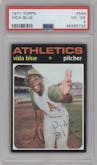 Vida Blue from the 1971 Topps set graded by PSA and given an overall grade of 4.
