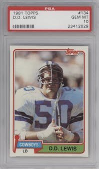 D.D. Lewis from the 1981 Topps  set graded by PSA and given an overall grade of 10.