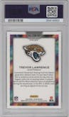 Trevor Lawrence from the 2023 Panini Prizm set graded by PSA and given an overall grade of 10.
