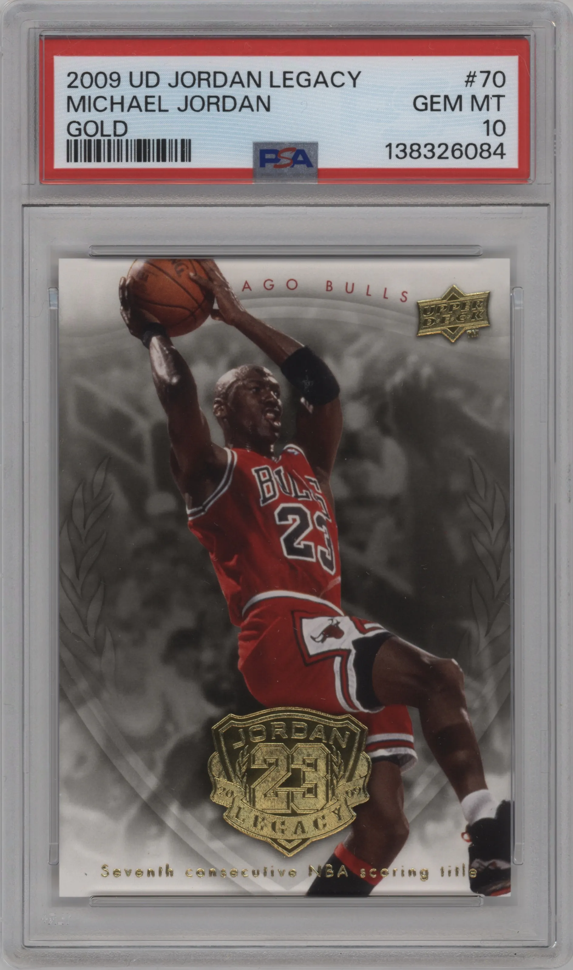 2009 Upper Deck Michael Jordan Legacy Collection Hall of Fame Edition Michael Jordan Gold #70 PSA 10