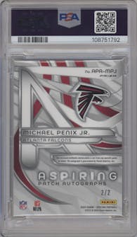 Michael Penix Jr. from the 2024 Panini Spectra set featuring a Nebula parallel graded by PSA and given an overall grade of 9.