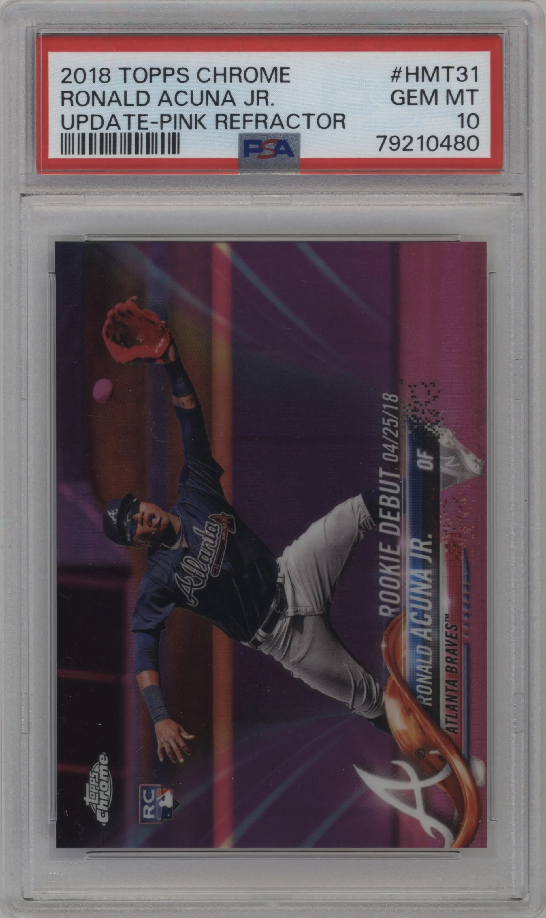 2018 Topps Chrome Update Ronald Acuna Jr. Pink Refractor PSA 10