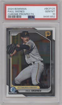 Paul Skenes from the 2024 Bowman set graded by PSA and given an overall grade of 10.