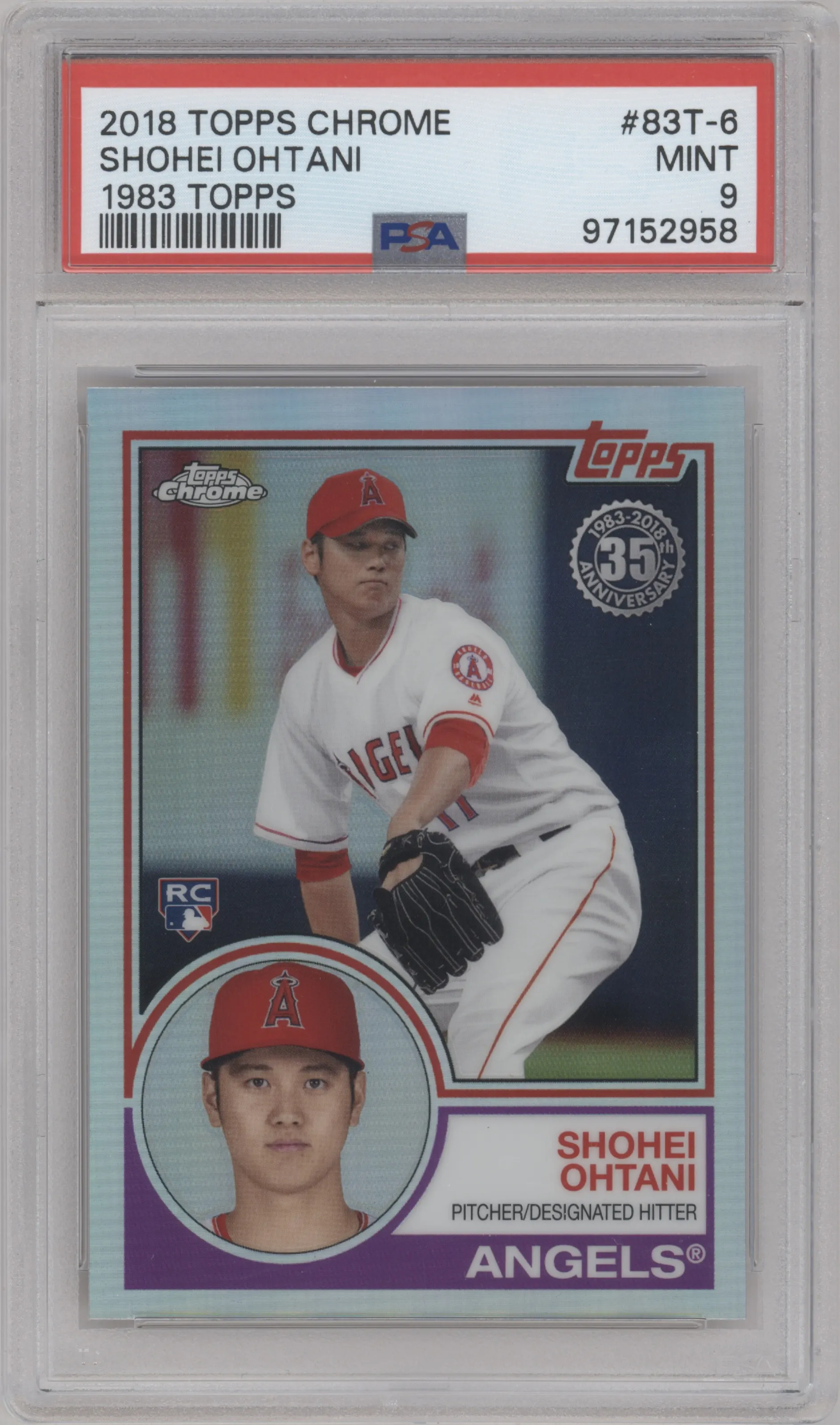 2018 Topps Chrome 1983 Topps Shohei Ohtani #83T-6 PSA 9
