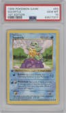 Squirtle from the 1999 Pokemon set graded by PSA and given an overall grade of 10.