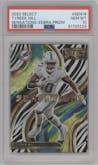 Tyreek Hill from the 2022 Panini Select set featuring a Zebra parallel graded by PSA and given an overall grade of 10.