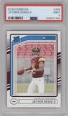 Jayden Daniels from the 2024 Donruss set graded by PSA and given an overall grade of 9.
