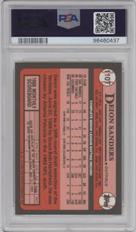 Deion Sanders from the 1989 Topps Traded set graded by PSA and given an overall grade of 10.