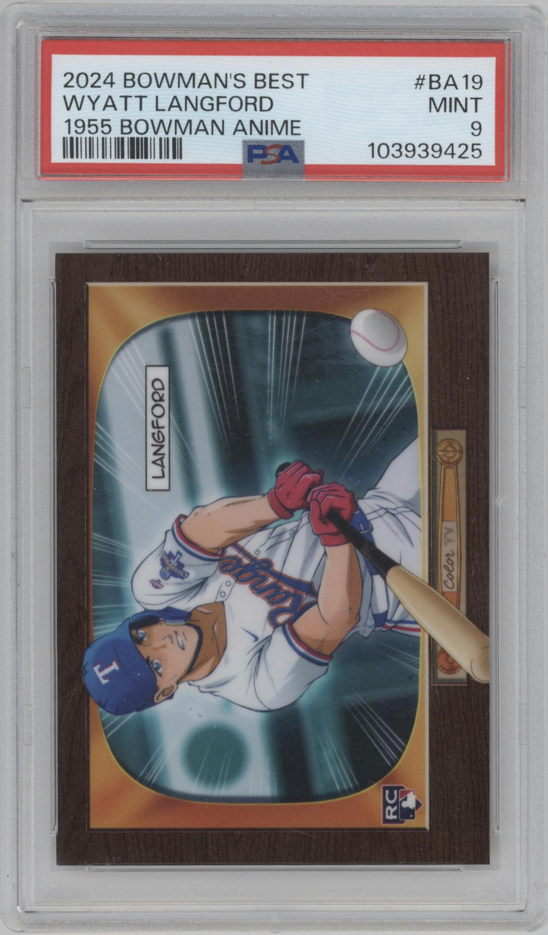 Wyatt Langford	 from the 2024 Bowman's Best set graded by PSA and given an overall grade of 9.