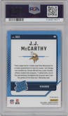 J.J. McCarthy from the 2024 Donruss set featuring a Pink parallel graded by PSA and given an overall grade of 10.